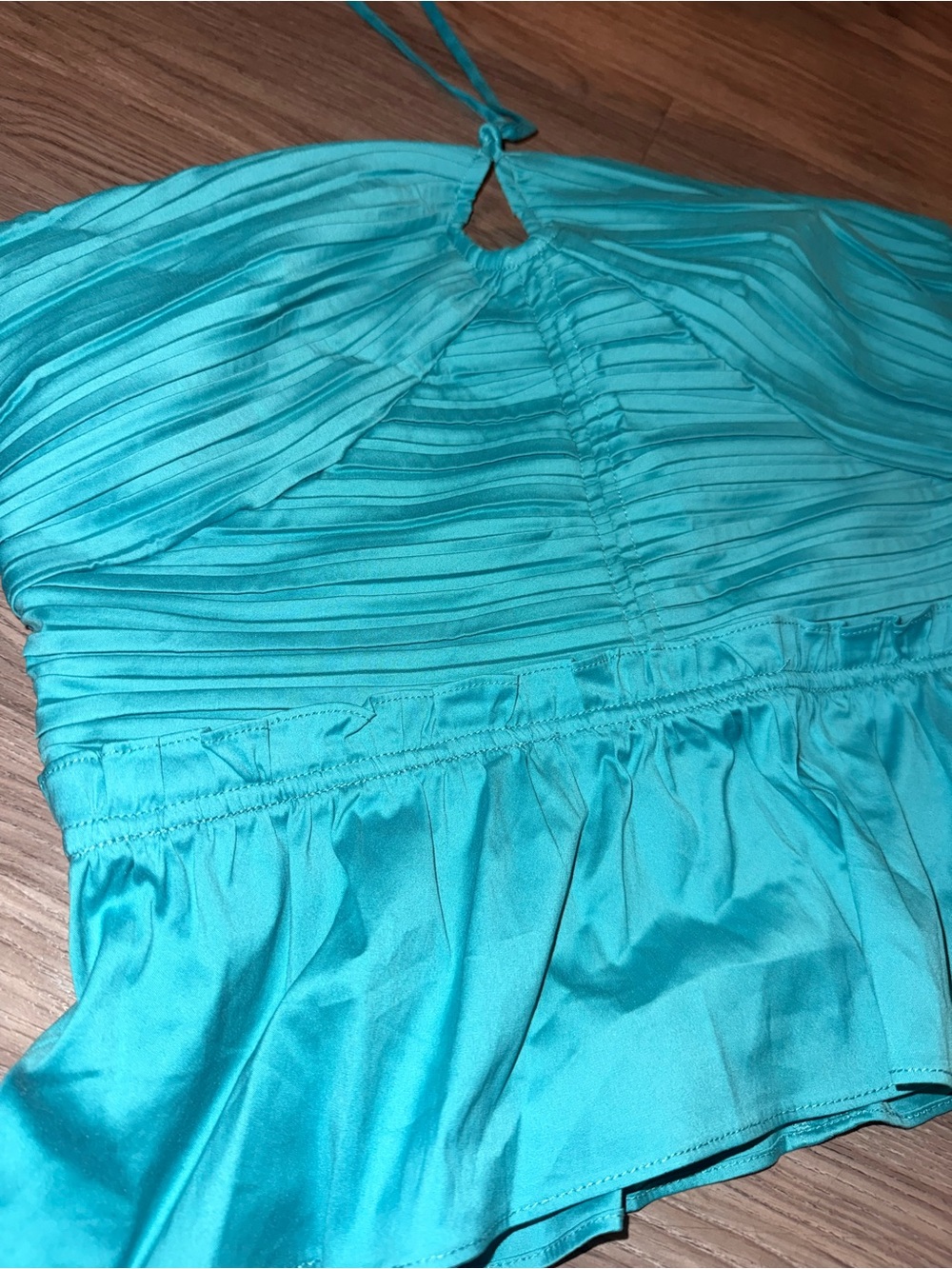 White House Black Market Teal Satin Halter Top - Picture 2 of 6